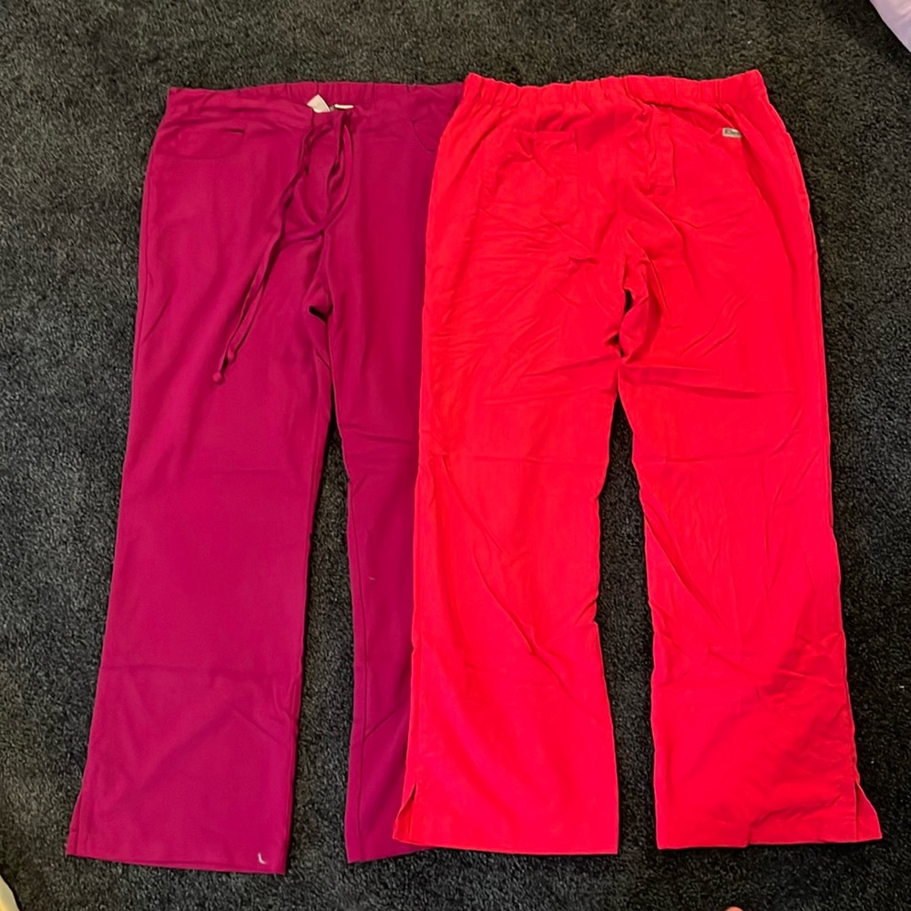 Two Grey’s Anatomy 5-Pocket Drawstring Scrub Pants Size Large